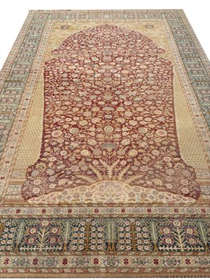 Lot 291 - ANTIQUE TURKISH SILK CARPET