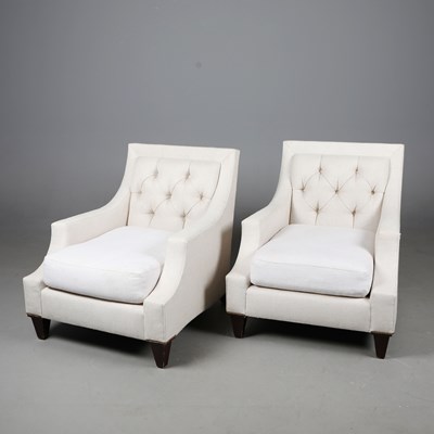 Lot 606 - BAKER MAX TUFTED CLUB CHAIRS, A PAIR