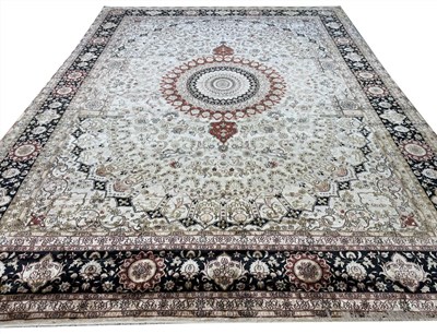 Lot 290 - FINE PURE SILK HEREKE DESIGN CARPET