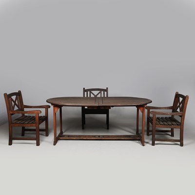 Lot 695 - JOHN LEWIS EXTENDABLE GARDEN TABLE AND CHAIRS (4)