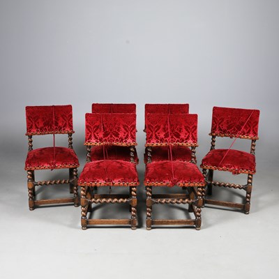 Lot 441 - SET OF SIX CROMWELLIAN STYLE OAK DINING CHAIRS (6)