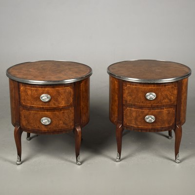 Lot 575 - PAIR OF CYLINDER BEDSIDE CHESTS ATTRIBUTED TO THEODORE ALEXANDER (2)
