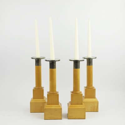 Lot 357 - DAVID LINLEY PILLAR CANDLESTICKS, FOUR. (4)