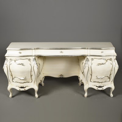 Lot 440 - ROCOCO STYLE PAINTED AND SILVERED DRESSING TABLE