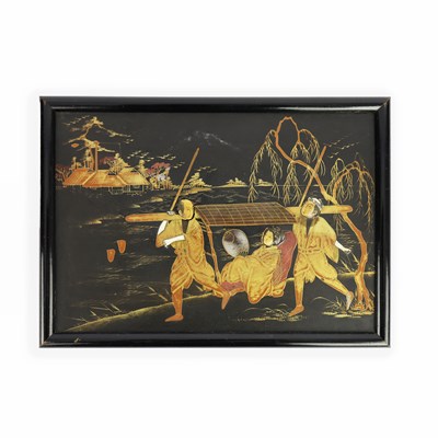 Lot 334 - ASIAN ANTIQUE LACQUER PANEL