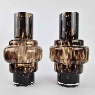Lot 210 - MURANO STYLE GLASS VASES, A PAIR