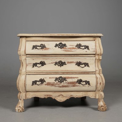 Lot 381 - DUTCH STYLE PAINTED BOMBE CHEST