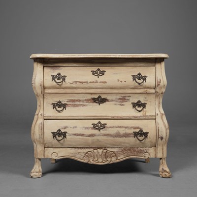Lot 382 - DUTCH STYLE PAINTED BOMBE CHEST