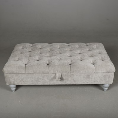 Lot 375 - BUTTONED GREY VELVET OTTOMAN