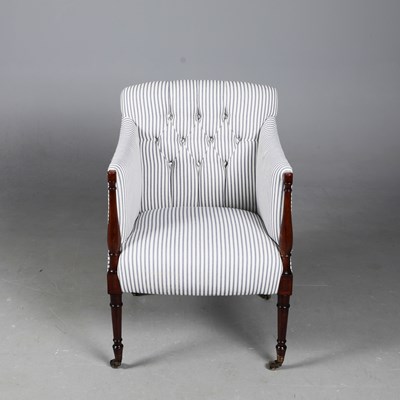 Lot 495 - 19TH CENTURY MAHOGANY AND INLAID ARMCHAIR