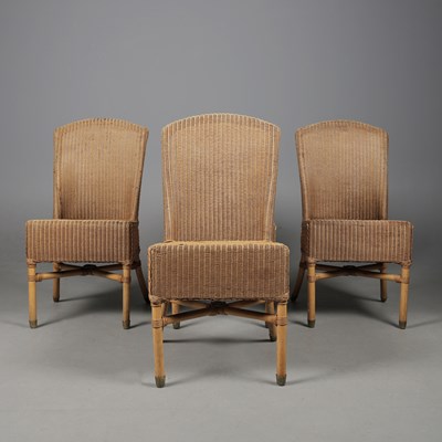 Lot 405 - SET OF FOUR LLOYD LOOM STYLE WICKER CONSERVATORY CHAIRS (4)