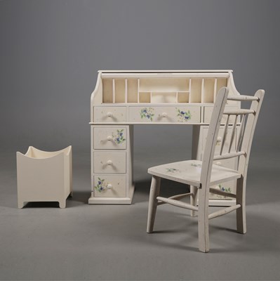 Lot 709 - CHILDREN'S PAINTED ROLL TOP DESK (3)