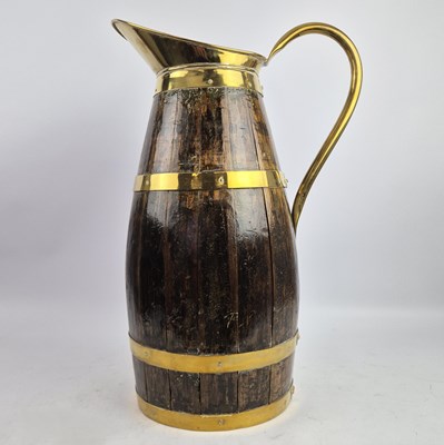 Lot 311 - OAK AND BRASS JUG/UMBRELLA STAND