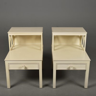 Lot 354 - TIERED BEDSIDE TABLES, A PAIR