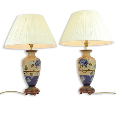 Lot 324 - A PAIR OF ROYAL DOULTON LAMPS (2)