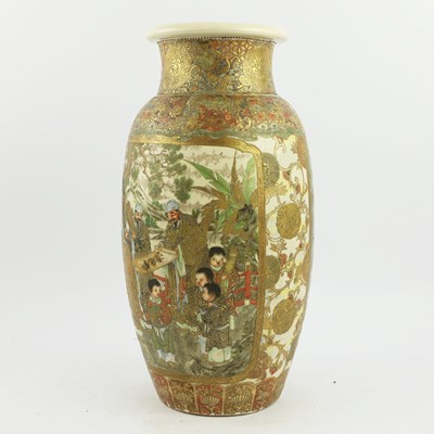 Lot 220 - A JAPANESE OVIDFORM MEIJI SATSUMA VASE.