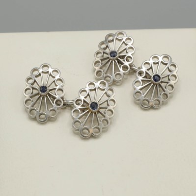 Lot 280 - A PAIR OF ART DECO WHITE METAL CUFFLINKS