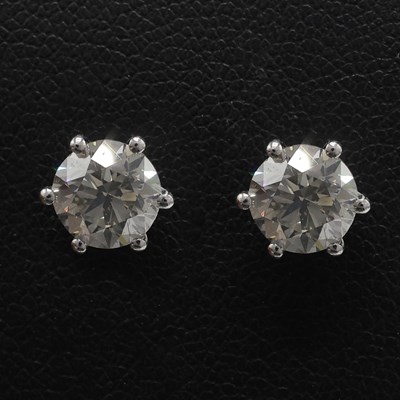 Lot 196 - A PAIR OF DIAMOND EARRINGS