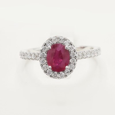 Lot 188 - PLATINUM RUBY AND DIAMOND RING