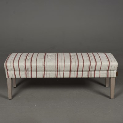 Lot 745 - NEPTUNE FOOTSTOOL WITH STRIPED LINEN UPHOLSTERY