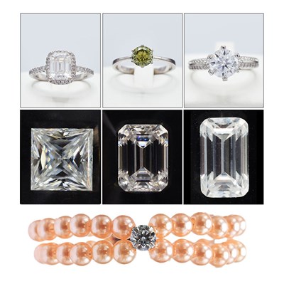 Lot 178 - A COLLECTION OF ASSORTED MOISSANITES AND MOISSANITE SET RINGS