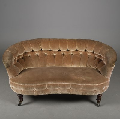 Lot 515 - VICTORIAN MAHOGANY SOFA IN OLD VELVET
