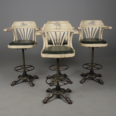 Lot 424 - BAR STOOLS, A SET OF FOUR