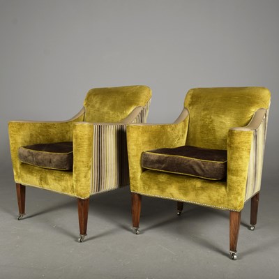 Lot 785 - ARMCHAIRS, A PAIR, POSSIBLY BY WILLIAM YEOWARD