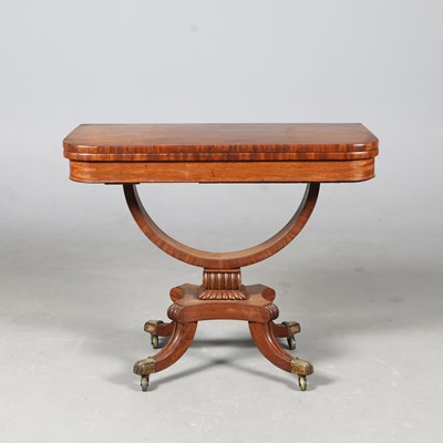 Lot 371 - AN EARLY 19TH CENTURY MAHOGANY FOLD-OVER TEA TABLE