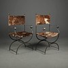 Lot 207 - MAISON JANSEN STYLE CURULE ARMCHAIRS, A PAIR.(2)