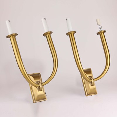 Lot 182 - SELECTED BY PAOLO MOSCHINO MARCO DOUBLE ARM WALL LIGHTS, A PAIR.