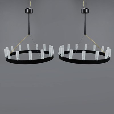 Lot 397 - FONTANA ARTE CHANDELIERS, A PAIR.