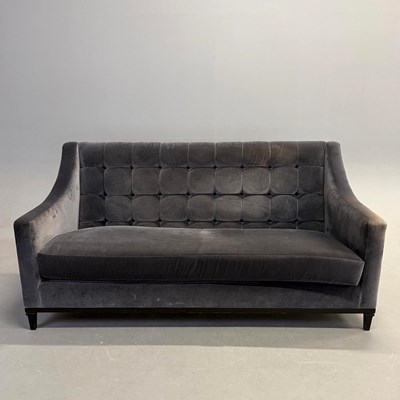 Lot 274 - BLUE VELVET SOFA.