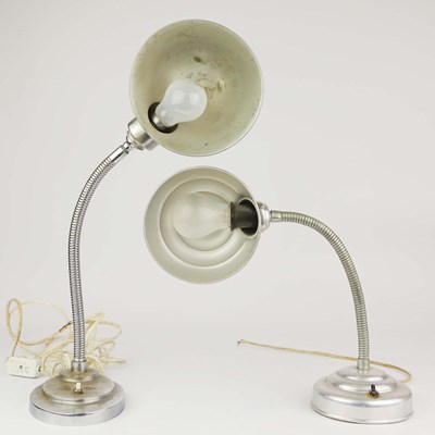 Lot 409 - SWAN NECK TABLE LAMPS, 2 DIFFERING.