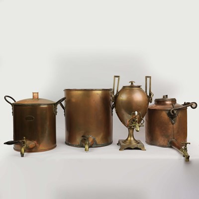 Lot 251 - COPPER SAMOVAR, 45cm t (4).
