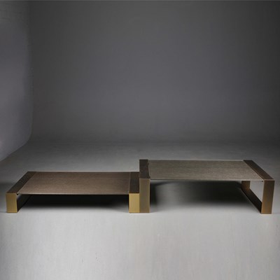 Lot 211 - NESTING PAIR OF COCKTAIL TABLES. (2).