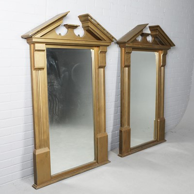Lot 196 - PAIR OF ARCHITECTURAL DESIGN PIER MIRRORS (2).