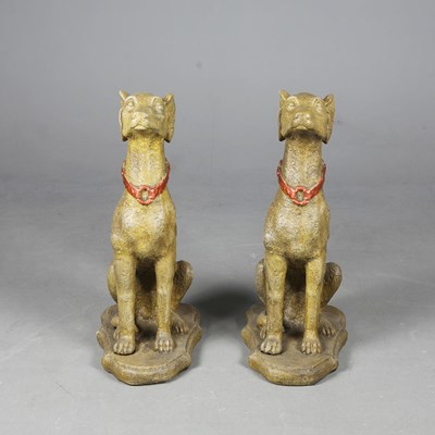 Lot 327 - SEATED DOGS, A SCULPTURAL PAIR.