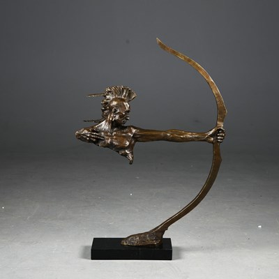 Lot 309 - CONTEMPORARY SCHOOL SCULPTURAL STUDY OF FIRST NATION ARCHER.