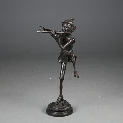 Lot 311 - CONTEMPORARY SCHOOL SCULPTURAL PIXIE PLAYING THE FLUTE.