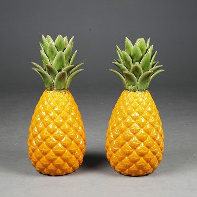 Lot 375 - CERAMIC PINEAPPLE VASES, A PAIR.