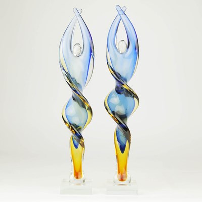 Lot 335 - MURANO STYLE GLASS DANCERS, A PAIR.