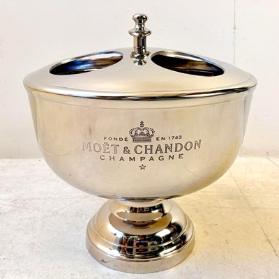 Lot 181 - POLISHED METAL FOUR BOTTLE CHAMPAGNE COOLER.