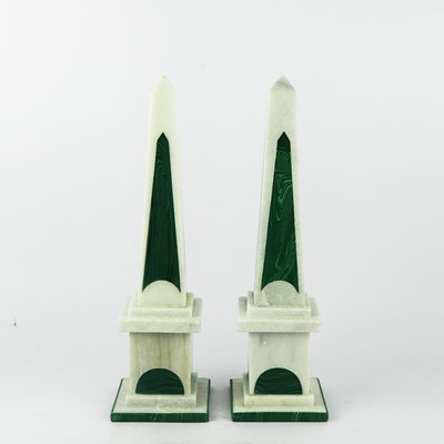 Lot 244 - TABLE TOP OBELISKS, A PAIR.