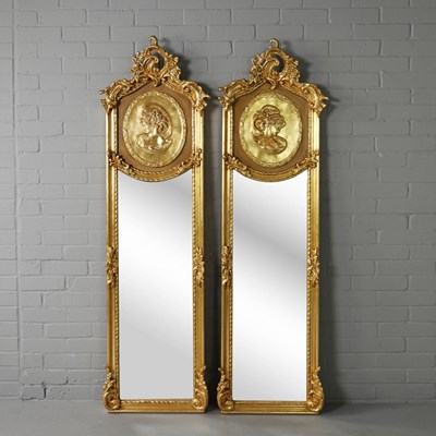 Lot 325 - BELLE EPOQUE STYLE WALL MIRRORS, A PAIR.
