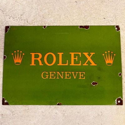 Lot 360 - VINTAGE STYLE 'ROLEX' STYLE ENAMEL SIGN.