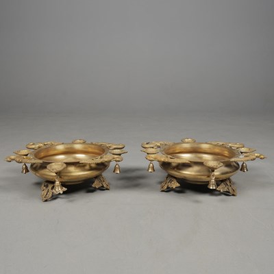 Lot 216 - INDIAN OIL LAMPS, A PAIR.