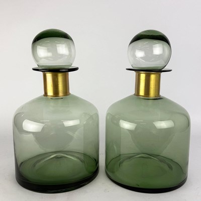 Lot 406 - MURANO STYLE GLASS DECANTERS, A PAIR.