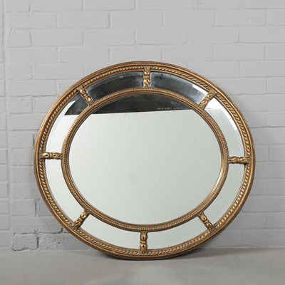 Lot 374 - OVAL VICTORIAN STYLE WALL MIRROR.