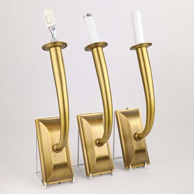 Lot 423 - SELECTED BY PAOLO MOSCHINO MARCO SINGLE ARM WALL LIGHTS, A SET OF 3.